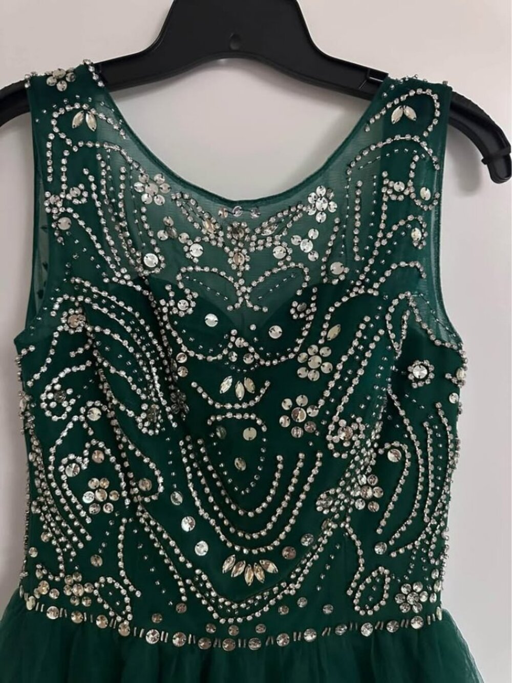 Emerald Green Beaded Ball Gown- Adjustable Back - Picture 4 of 8